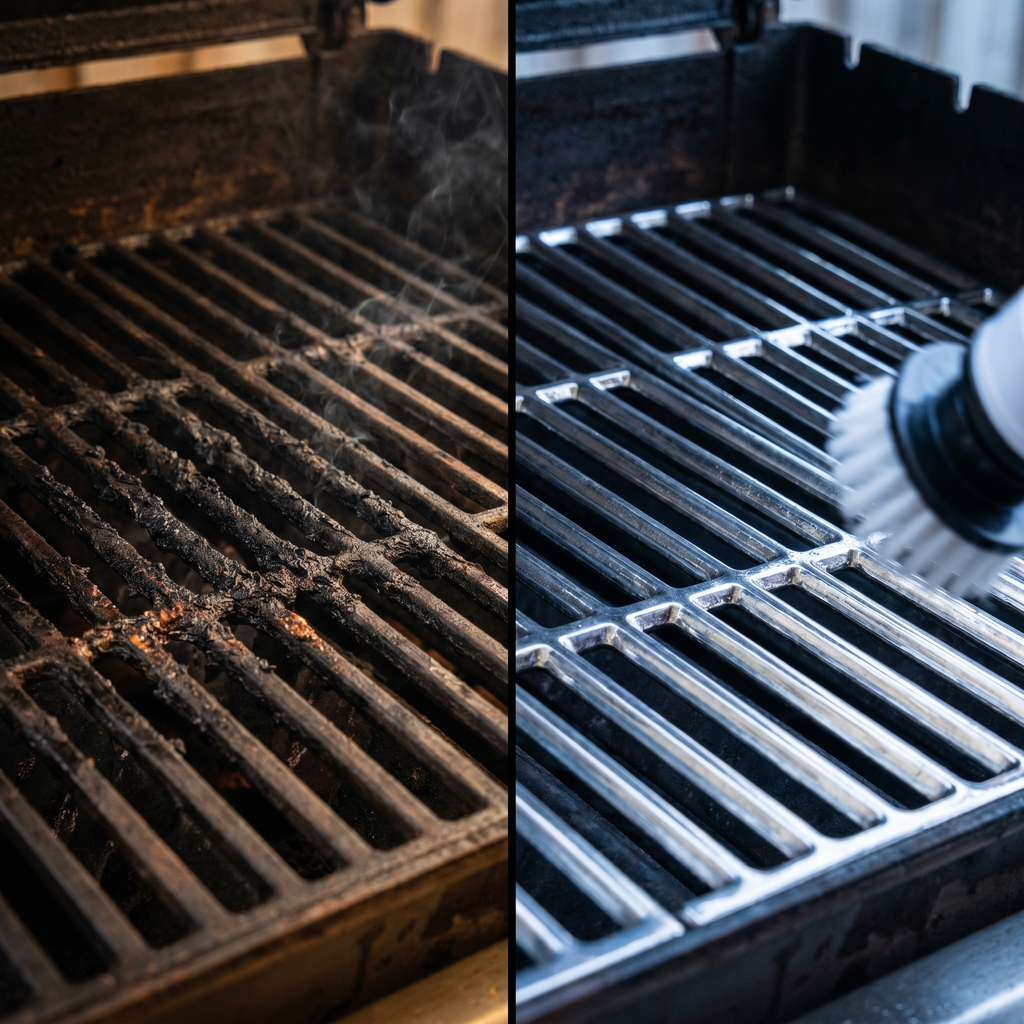 Before and after — clean grill in 5 minutes with GrillSpark Pro