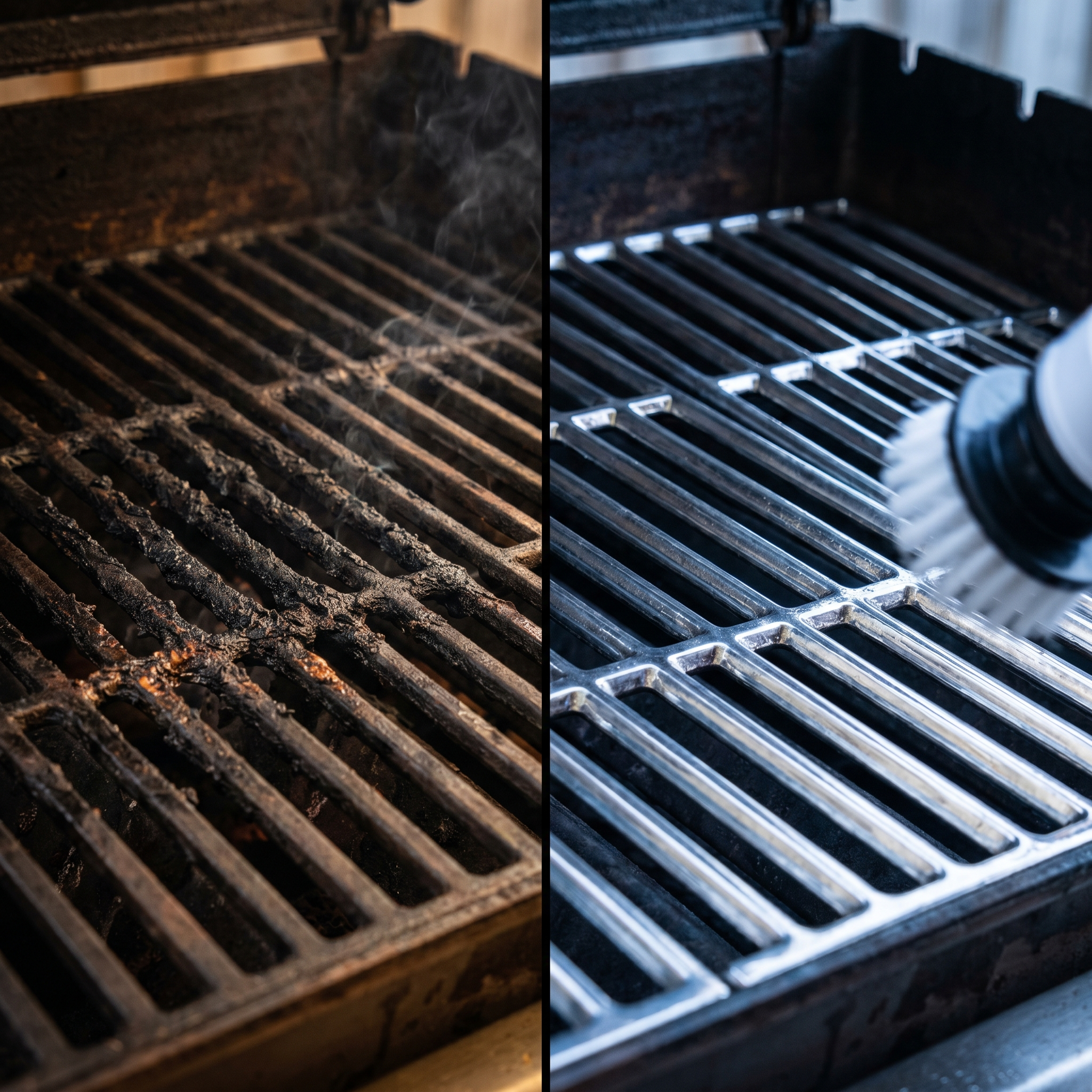 Before and after — clean grill in 5 minutes with GrillSpark Pro