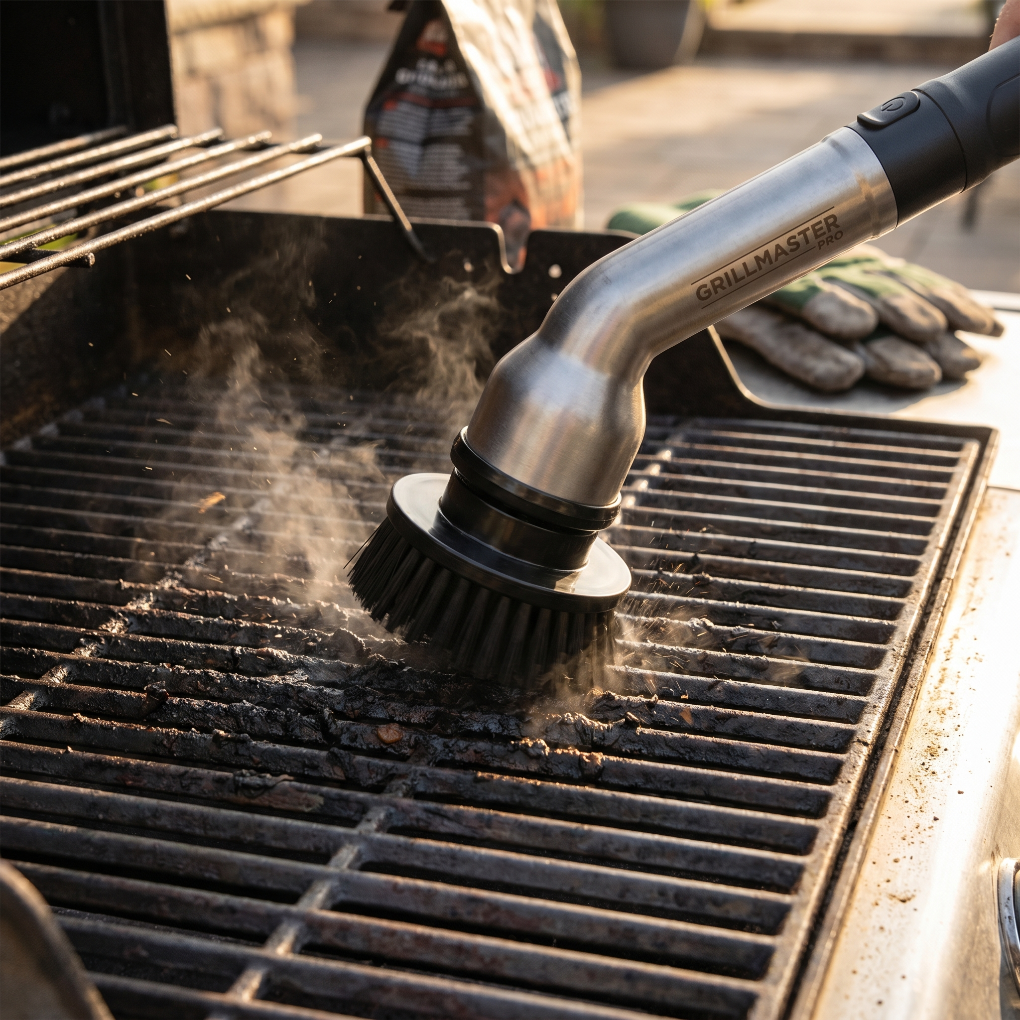 GrillSpark Pro — 6 interchangeable brush heads flat lay