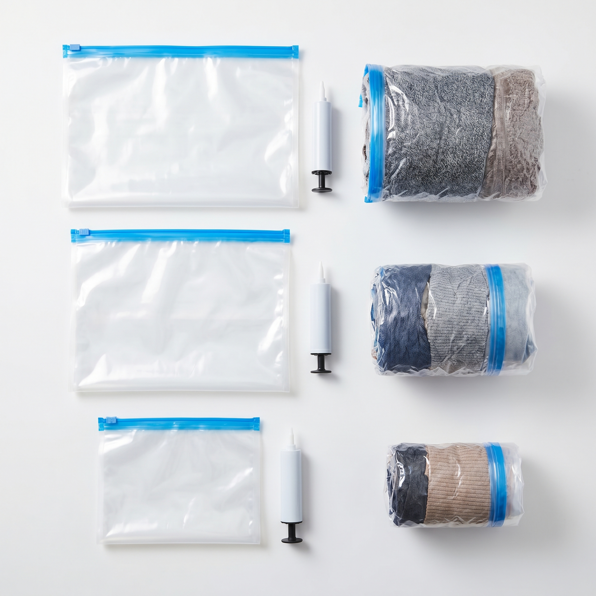 Compression bags packed in suitcase — travel lifestyle