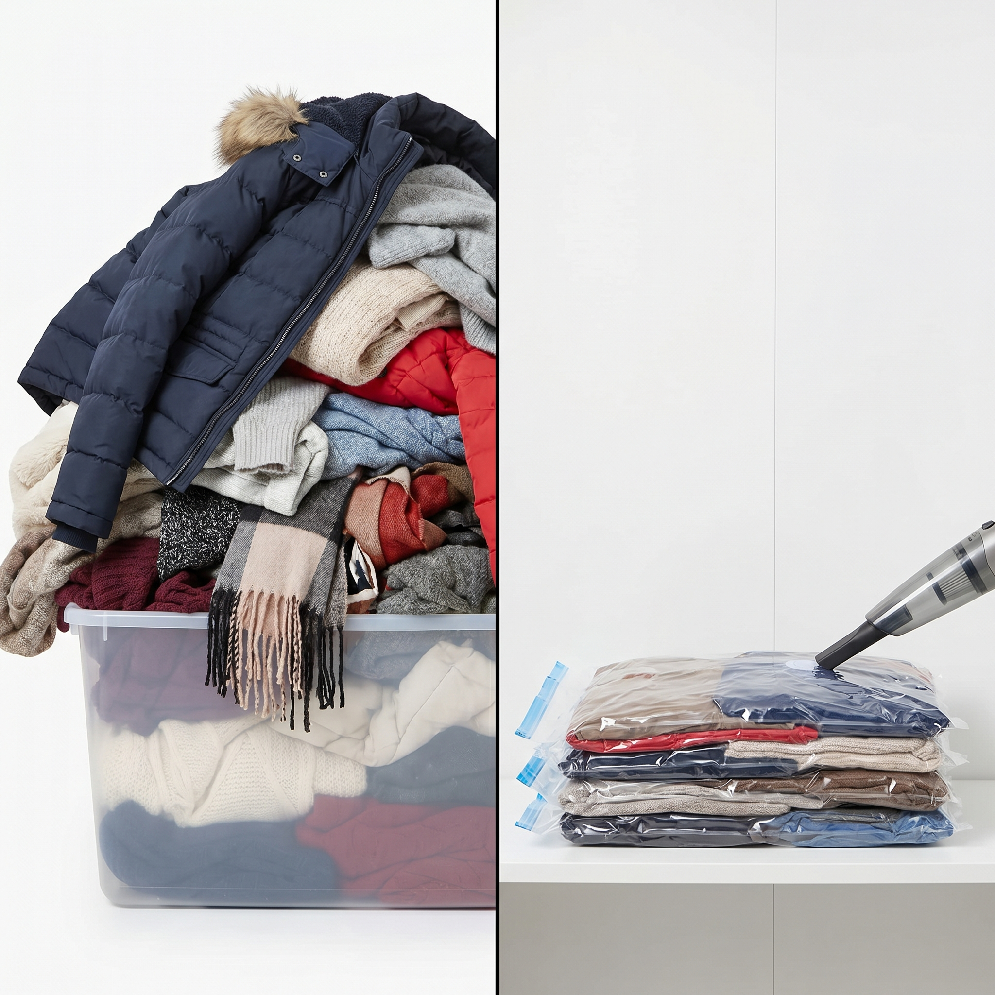 Compression vacuum travel bags flat lay — all sizes